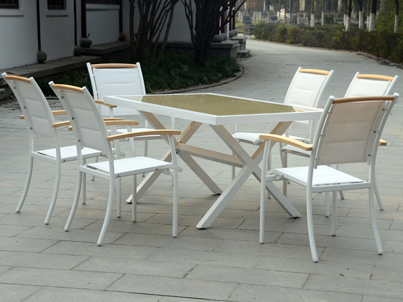 جدول مستطیل شکل 6 میزبان میز باغ 7pcs باغ مجموعه YQ-023A-2
