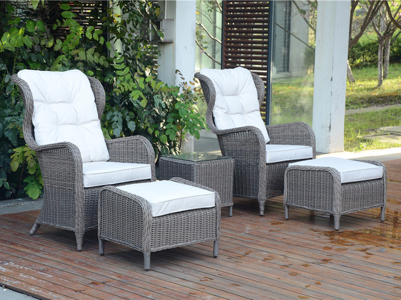 مبل 5 عدد آلومینیوم Rattan ، صندلی در فضای باز را با پای پیاده ، مبل تفریحی مجموعه YQR-306A