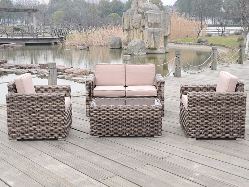 مبل تفریحی در فضای باز ، مبل 4 قطعه Rattan ، مبل قاب آلومینیومی ، مبل Rattan ، YQR-396A