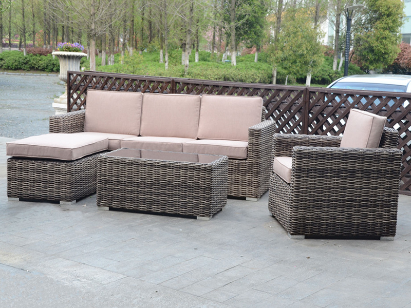 مبل راتان در فضای باز ، مبل آلومینیومی ، مجموعه مبل دست بافته شده نیمه Rattan ، مبل سالن YQR-396B