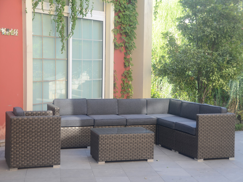 مجموعه مبل Rattan ، مبلمان اوقات فراغت باغ آلومینیوم 8pcs YQR-468