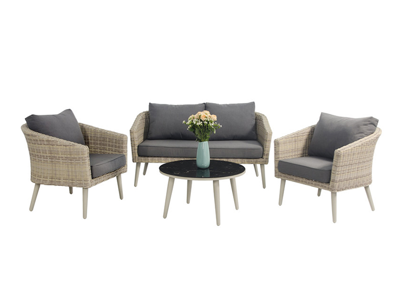 مجموعه مبل نیمه دور Rattan ، طراحی KD ، مجموعه مبل قاب آلومینیومی Rattan